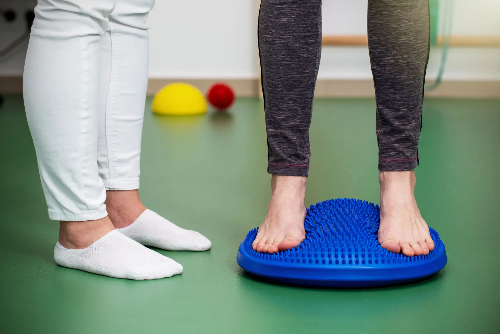 Person supporting an unstable ankle that repeatedly gives way